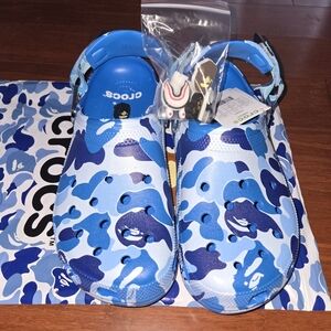 BAPE x Crocs Classic Clog ABC Camo Blue US Men's Size 11 - Deadstock w/ Tags & J